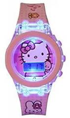 Emartos Digital Hello Kitty Round Shape Pink Led Glowing Watch for Girls