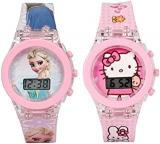 Emartos Glowing Pink Princess Digital Watch For Girls/Glowing Pink Hello Kitty Digital Watch Combo Of 2 For Girls For Kids