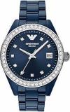 Emporio Armani Ceramic Analog Blue Dial Women Watch Ar70012, Blue Band