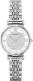 Emporio Armani Stainless Steel Analog White Dial Women Watch Ar1925, Silver Band