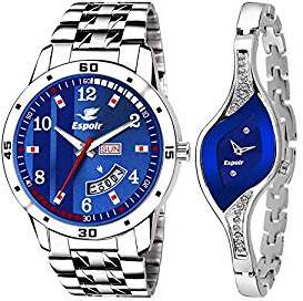 Espoir Analog Stainless Steel Blue Dial Couple Watch Blue 9710Brock