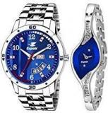 Espoir Analog Stainless Steel Blue Dial Couple Watch Blue 9710Brock