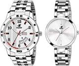 Espoir Analog Stainless Steel Silver Dial Couple Watch White ManishaBrock