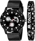 EVAX Men's Premium Stylish PU Strap Black Analog Watch for Men