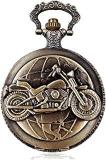 Exciting Lives Vintage Motorbike Analog Pocket Watch Keychain Grey