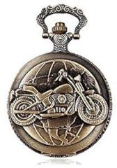 exciting Lives Vintage Motorbike Pocket Analogue, White, Gold, Stainless Steel Watch Keychain Gift For Birthday, Christmas Day, Gift For Brother, Bro, Bhai, Boyfriend, Friend Keyring