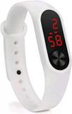 FARP Digital Unisex Watch Black Dial White Colored Strap