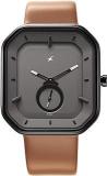 Fastrack After Dark Grey Dial Leather Strap Watch For Guys NS3272NL02