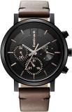 Fastrack Black Dial Analog Watch For Men 3287NL01 Genuine Leather, Brown Strap