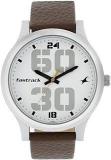 Fastrack Bold Quartz Analog White Dial Leather Strap Watch For Guys NS38051SL06