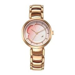 Fastrack Brass Pink Dial Analog Watch for Women Nr6277Wm01, Pink Band