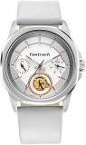 Fastrack Exuberant Quartz Analog White Dial Leather Strap Watch For Guys 3283SL01