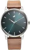 Fastrack Green Dial Analog Watch For Men 3278SL03 Genuine Leather, Brown Strap