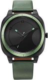 Fastrack Hype All Black Quartz Analog Black Dial With Green Leather Strap Watch For Unisex