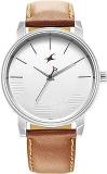 Fastrack Men Leather Silver Dial Analog Watch Nr3291Sl02, Band Color Brown