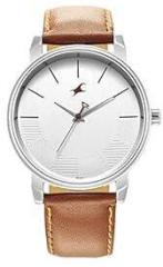 Fastrack Mens Stunners Quartz Analog Silver Dial Leather Strap Watch for Guys NR3291SL02