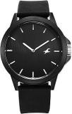 Fastrack Silicone Analog Black Dial Men Watch 38024Pp75W, Black Band