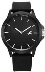 Fastrack Silicone Analog Black Dial Men Watch 38024Pp75W, Black Band