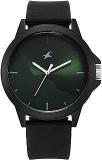 Fastrack Silicone Analog Green Dial Men Watch 38024Pp73W, Black Band