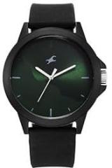 Fastrack Silicone Analog Green Dial Men Watch 38024Pp73W, Black Band