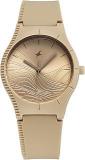 Fastrack Tees Wanderlust Quartz Analog Beige Dial Silicone Strap Watch For Girls 68022PP09W