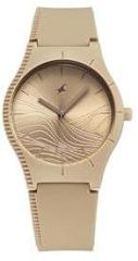 Fastrack Tees Wanderlust Quartz Analog Beige Dial Silicone Strap Watch for Girls 68022PP09W