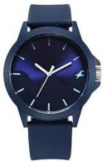 Fastrack Tees Wanderlust Quartz Analog Blue Dial Silicone Strap Watch for Unisex 38024PP72W