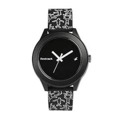 Fastrack Unisex Silicone Analog Black Dial Watch 38003Pp19, Band Color Black