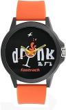 Fastrack Unisex Silicone Analog Black Dial Watch 38024Pp31, Band Color Orange