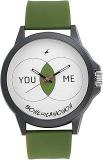 Fastrack Unisex Silicone Analog White Dial Watch 38024Pp29, Band Color Green