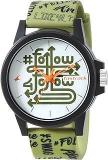 Fastrack Unisex Silicone Tees Analog White Dial Watch 68012Pp10, Band Color Green