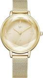 Fastrack Vyb Aurora Quartz Analog Gold Dial Stainless Steel Strap Watch For Women FV60010YM01W