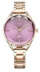 Fastrack Vyb Aurora Quartz Analog Purple Dial Rose Gold Alloy Strap Watch for Women FV60052WM01W