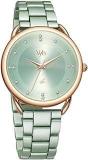 Fastrack Vyb Charmer Quartz Analog Green Dial Stainless Steel Strap Watch For Girls FV60007KM02W