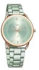 Fastrack Vyb Charmer Quartz Analog Green Dial Stainless Steel Strap Watch for Girls FV60007KM02W