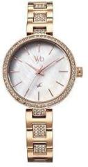 Fastrack Vyb Diva Quartz Analog White MOP Dial Rose Gold Alloy Strap Watch for Women FV60055WM01W