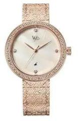 Fastrack Vyb Eclipse Quartz Analog White MOP Dial Rose Gold Mesh Strap Watch for Women FV60056WM01W