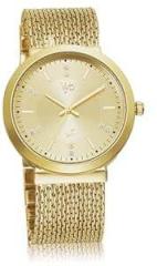 Fastrack Vyb Flare Quartz Analog Gold Dial Stainless Steel Strap Watch for Women FV60011YM01W