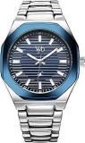 Fastrack Vyb Limitless Quartz Analog Navy Blue Dial Steel Genuine Leather Strap Watch For Men FV30012KM02W