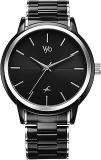 Fastrack Vyb Phantom Quartz Analog Black Dial Silver + Black Sheet Metal Strap Watch For Men FV30005KM02W