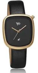 Fastrack Vyb Prodigy Quartz Analog Black Dial Leather Strap Watch for Girls FV60018WL01W