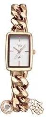 Fastrack Vyb Prodigy Quartz Analog White Dial Rose Gold Chain Strap Watch for Women FV60048WM01W