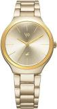 Fastrack Vyb Quartz Analog Gold Dial Stainless Steel Strap Watch For Women FV60008YM01W