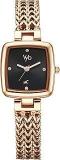 Fastrack Vyb Showstopper Quartz Analog Black Dial Rose Gold Chain Bracelet Strap Watch For Women FV60042WM01W