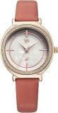 Fastrack Vyb Spotlight Quartz Analog Mother Of Pearl Dial Pink Chain Bracelet Strap Leather Watch For Women Fv60044Wl02W, Band Color:Brown