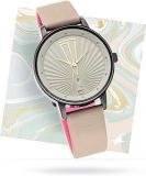 Fastrack Women Leather Rose Gold Dial Analog Watch Nr6206Nl01, Band Color Beige