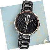 Fastrack Women Stainless Steel Black Dial Analog Watch Nr6216Nm01, Band Color Black