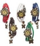 Felizo Combo Of 5 Analogue White Dial Womens Watch B 5_Red Brow White Green Blue