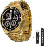 Fire Boltt Quantum Luxury & Sporty Stainless Steel With Free Silicone Strap Smartwatch, 1.28 Inch Bluetooth Calling, 2 Looks In 1 Watch, High Resolution Of 240 * 240 Px & TWS Connection Raven Gold