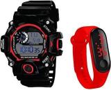 FlauntMarket Casual Digital Unisex Watch Red Dial Black Colored Strap 2